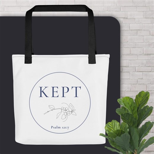 Kept Tote Bag – Psalm 121:7 – Midnight Watch Indigo – Olive Vine Scripture Tote - Etsy