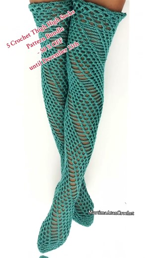 Crochet Thigh High Socks Pattern Bundle - Fishnet, Lingerie, Festival Stockings