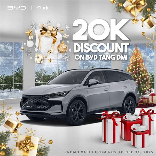 Make every holiday trip better with the BYD Tang DMI. Enjoy a ₱20,000 Discount and experience a spacious, powerful, and efficient plug-in hybrid built for family adventures. Brighten your Christmas drive with comfort and performance. Message us for more info! #DriveTheFuture #BYDPhilippines #BYDPangasinan #BYDCarsPhilippines | BYD Pangasinan