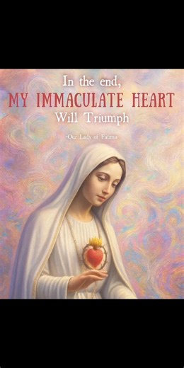 In the end, MY IMMACULATE HEART Will Triumph ~Our Lady of Fatima The Triumph of the Immaculate Heart of Mary The words spoken by Our Lady of Fatima — “In the end, my Immaculate Heart will triumph” — continue to echo through time as a message of hope, faith, and divine assurance. These prophetic words, revealed to the three shepherd children in Fatima, Portugal, in 1917, speak not only of victory over evil but also of the ultimate triumph of love, purity, and faithfulness to God. The Meaning of t