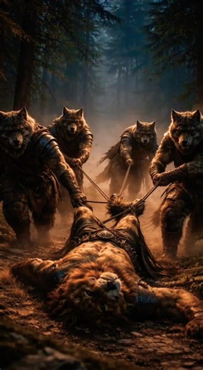 Epic Lions vs. Wolves Battle | Rescue Mission in the Dark Village#anime#wolf#animals #viralvideo