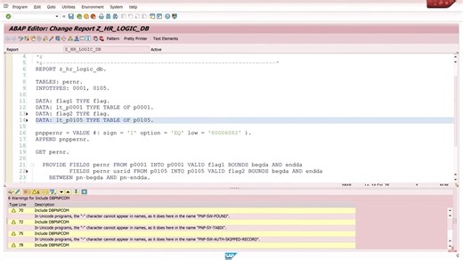 abap 16 HCM-使用逻辑数据库PNP来读取个人数据