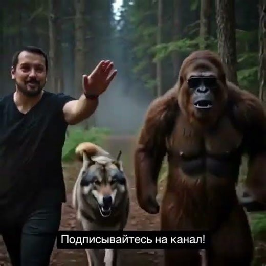 "Night Truck Chaos"Волк и Биг Фут: Парень в чёрной майке"Ночной Провал:" #video #art #bigfoot