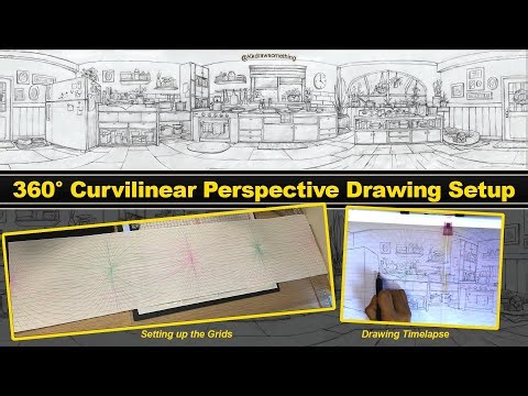 How to draw 360° Curvilinear Perspective (Panoramic Drawing)
