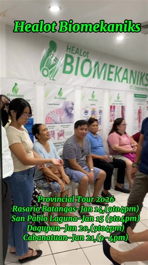 Healot Biomekaniks Batangas Schedule Jan 14,2026(9-4pm)@Drexel's Restaurant and Resort 124 Gualberto Ave. Brgy. A Pob., Rosario, Batangas 09770076818/09271423805 Biomekaniks San Pablo Laguna Shedule Jan 15,2026(9-4pm)@Gracias Cafe Cosico Ave. (Wawa), San Pablo City, Laguna 09770076818/09271423805 Healot Biomekaniks Schedule Jan 20,2026 (9-4pm)Besh Place Resto Bar Address: 22 Tambac District, Dagupan City 09271413805/09774174556 Healot Biomekaniks Cabanatuan Schedule Jan 21,2026(9-4pm)@Zulueta Ma