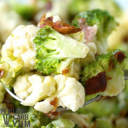 1.4M views · 24 reactions | Get the PRINTABLE RECIPE ⬇️ You only need a total of 7 minutes to make this yummy low carb Amish Broccoli Cauliflower Salad! Get the RECIPE here -> https://lowcarbyum.com/amish-broccoli-cauliflower-salad-recipe/ | Sugar Free Low Carb Recipes | Facebook