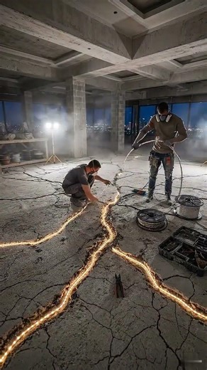 Piso EPOXI efecto LAVA en local comercial – transformación INCREÍBLE