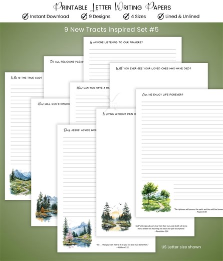 JW New Tracts Letter Writing Paper Printable Stationery Bundle Writing Sheets Templates Ministry Digital Download PDF Set #5 -9 Designs - Etsy Australia