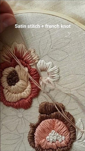 Beginner friendly flowers embroidery🌸 #embroidery #tutorial #diy #handmade #art #craft #stitch