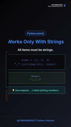 #Python join() Explained #Coding #Shorts #DevTips #LearnPython #Programming #trending #shorts