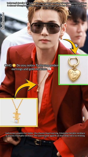 OMG 😳 Taehyung golden earrings and gold necklace so expensive 👀🧐‼️#bts #kpop #btsarmy