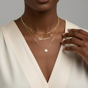 Personalized Layered Necklace Set, Custom Name Necklace With Dainty Coin Pendant, Elegant Gold Jewelry for Women, Perfect Gift for Her - Etsy