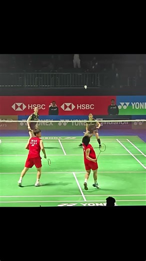 Women’s doubles battle at full speed.