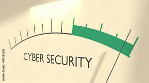 Cyber security level on measure scale. Instrument scale with arrow. Data protection concept