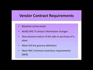 WIC Vendor Interactive Training Webinar