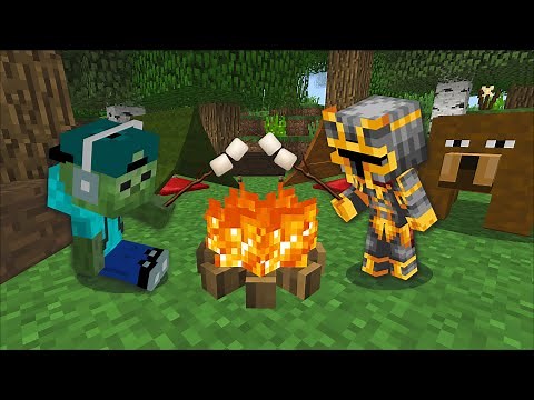 Minecraft CAMPING WITH A ZOMBIE APOCALYPSE CREATURES MOD / FIGHT WEREWOLF AND BEARS ! Minecraft Mods