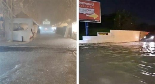 Temporali e bombe d'acqua in Puglia: crolla una strada, un fulmine colpisce una palazzina
