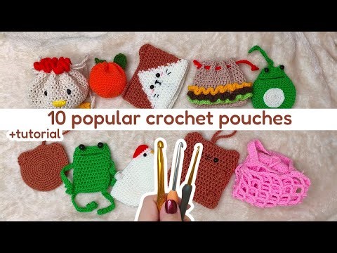 Beginner Friendly Crochet Pouch! pouch, drawstring pouch, mini bag + tutorial