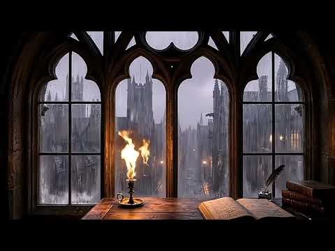 Dark Academia Ambience: Intense Rain on Window for Deep Sleep (1h Visual + 7h Black Screen)