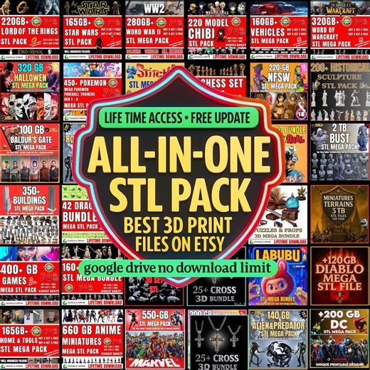 200,000  STL 3D Print Models, Whole Shop Bundle (digital Download) - Etsy