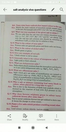 Viva Questions of chemistry practical class 12 salt analysis|Viva questions pdf-link in description