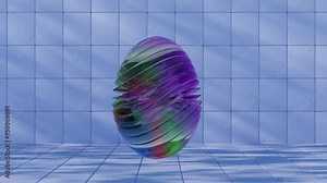 3D minimalist Easter egg design with a glass texture and retro wave elements, merging classic holiday symbolism with modern aesthetics