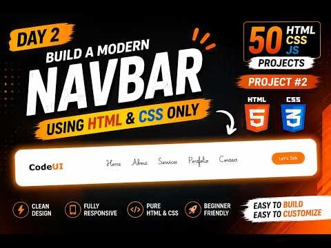 🔥 Build This Modern Navbar using HTML & CSS Only | Project #2 | Beginner Friendly