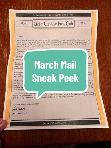 What comes in March’s snail mail club! Heartfelt note Laminated Bookmark 2x 3in stickers Sticker sheet Themed word search Deluxe 1x 2in sticker Sticky notepad Digital Desktop background 2nd sticker sheet Join now to get some happy mail! http://ko-fi.com/ctrlcreativepostclub