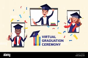 Virtual graduation ceremony 2021. Online video call with multiethnic graduates Stock Vector Image & Art - Alamy