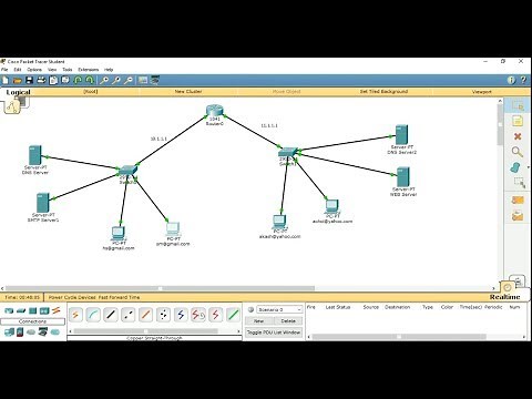Create SMTP(two email gmail & yahoo ) in cisco packet treacher