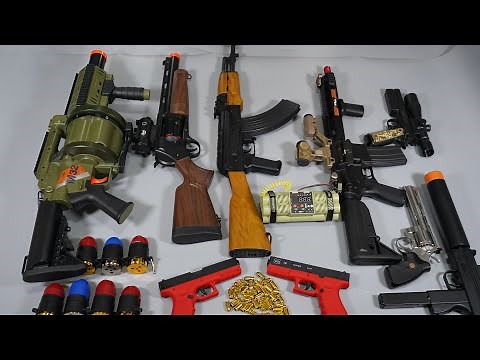 AK47 And M32 MSGL Nerf Gun Toy Gun - Airsoft M4 Mac10 Shell ejecting Realistic Toy Guns Collection
