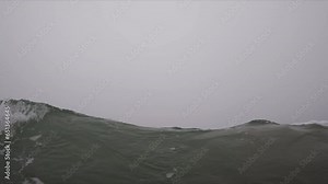 Storm Wave splashing on storm, Water Foam, Ocean Storm on cloudy day. Slow mo view footage