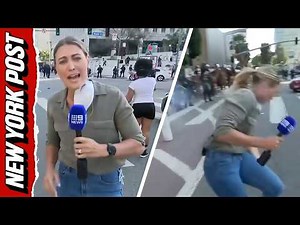 Reporter gets shot with rubber bullet live on air during LA anti-ICE riots