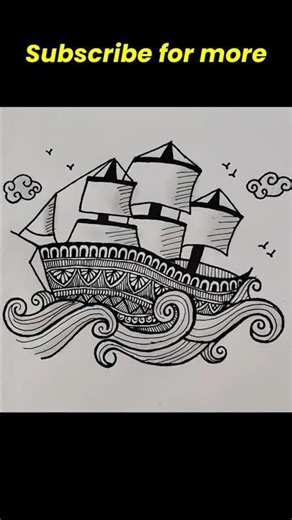 Easy Boat Doodle Art #shorts | Simple Mandala Chitra Sketch