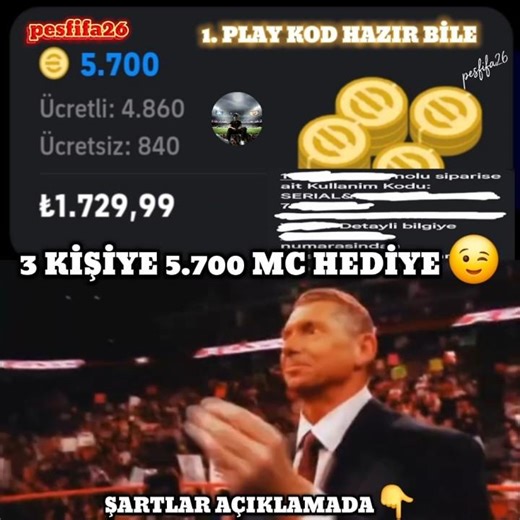3 Kişiye 5.700 Mc Hediye 🎁 #pesmobileبيس #efootball #fifa #futbol #keşfetbeniöneçıkar #efootball2026