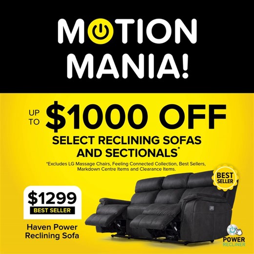 Reclining isn’t just a feature — it’s a lifestyle. 😌 Save up to $1000 on select reclining sofas and sectionals and take comfort to the next level 🛋️ Looking for the ultimate unwind? Meet The Haven Power Reclining Sofa — with power headrests, full-chaise footrests, scooped bucket seats, and sleek contrast stitching, it’s everything comfort should be. Leon's. That's Comfortable. | Leon's