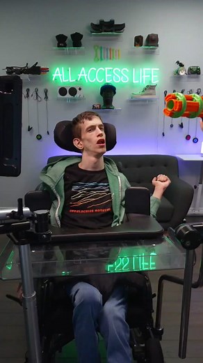 Have you ever seen someone control a Nerf gun using their facial gestures?! 😲😃🤨🫨 Brad is able to move and aim this #Rambo style Nerf gun using his head movements. To fire the Nerf gun all he has to do is SMILE!! 😃😃😃 OH BOY... I'm in trouble now! 😅🫣🤣 #Nerf #Nerfgun #Adaptive #Accessibility #CerebralPalsy