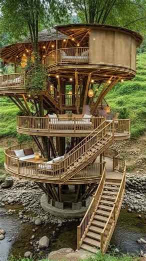 Insane Bamboo Treehouse Transformation 🌿⚡ From Empty Structure to Luxury Retreat Fast Timelapse