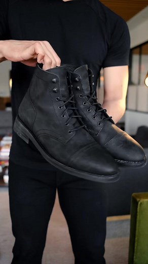 Spring Ready with Black Leather Boots for Men