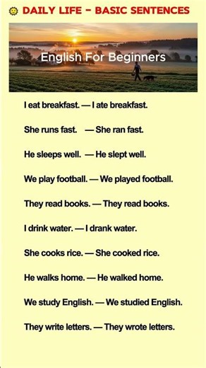 Learn 10 Simple English Sentences – Present & Pas