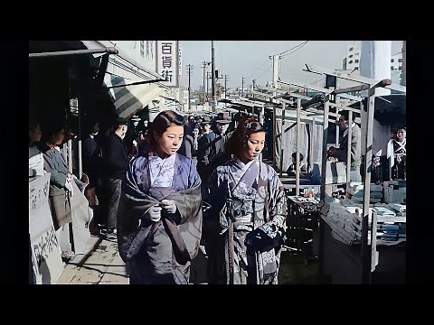 [4k, 60fps, colorized] (1940s) Post-WWII Japan street scenes