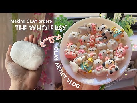 🎀Making CLAY keychains and charms using cold-porcelain Air Dry Clay / Studio Vlog 1