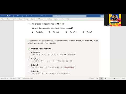 chemistry 5070 molecular formula to calculate relative molecular mass