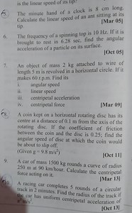 is the linear speed of its tip? (5.) The minute hand of a clock... | Filo