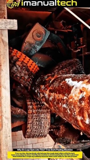 Why Do Logs Spin Like This? Tree Bark Peeling Machine