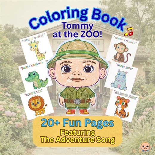 Zoo Animals Coloring Book for Toddlers 2-4, Story Adventure Song (digital Download) - Etsy