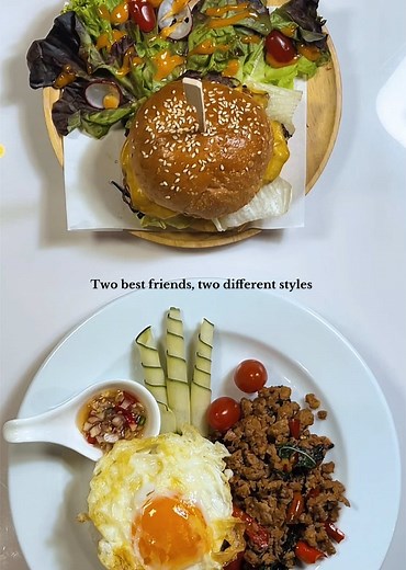 One menu, two cravings! 🇹🇭🍔✨ Whether you’re in the mood for a Thai classic or an international favorite, Saxsi has it all. Who’s your foodie bestie, and what are you ordering? 🍳🍔 #SaxsiEats #ThaiMeetsInternational #BestOfBothWorlds