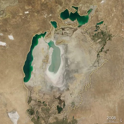 Shocking timelapse of the shrinking Aral Sea
