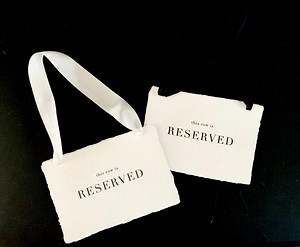 Modern Reserved Wedding Sign - Hanging Sign With Silk Ribbon - Deckled Edge Handmade Paper - Minimal Elegant This Row is Reserved Sign - Etsy