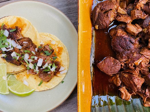 Slow-Cooked Lamb or Beef Barbacoa tacos - Rick Bayless
